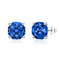 Royal Sapphire Rose Cut Octagon Studs Authentic 925 Sterling Silver