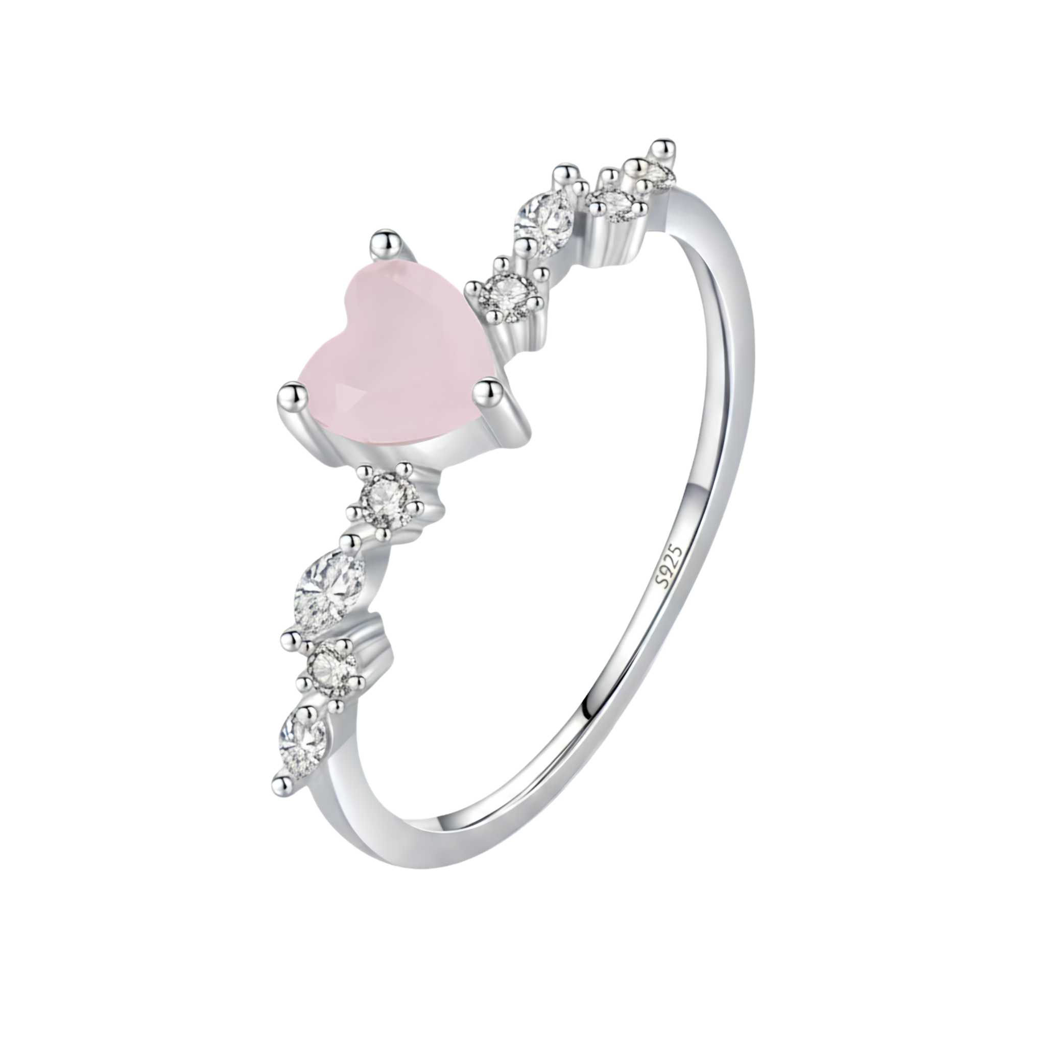 Sovereign Heart Pink Crystal Authentic 925 Sterling Silver Ring