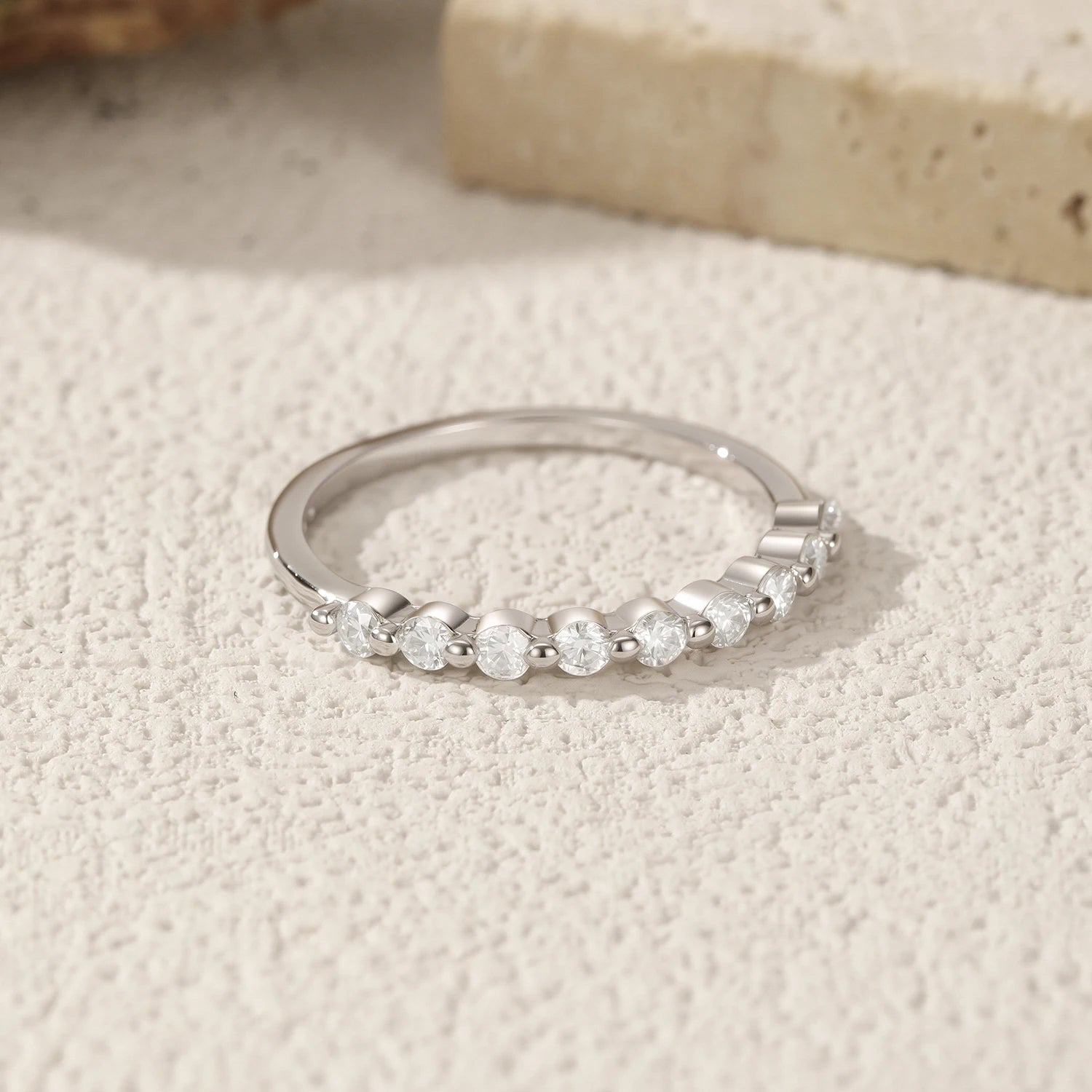 Engaste Pavé Moissanite Authentic 925 Sterling Silver Band
