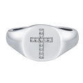 Monarch Cross Pave D Color Moissanite Authentic 925 Sterling Silver Signet Ring