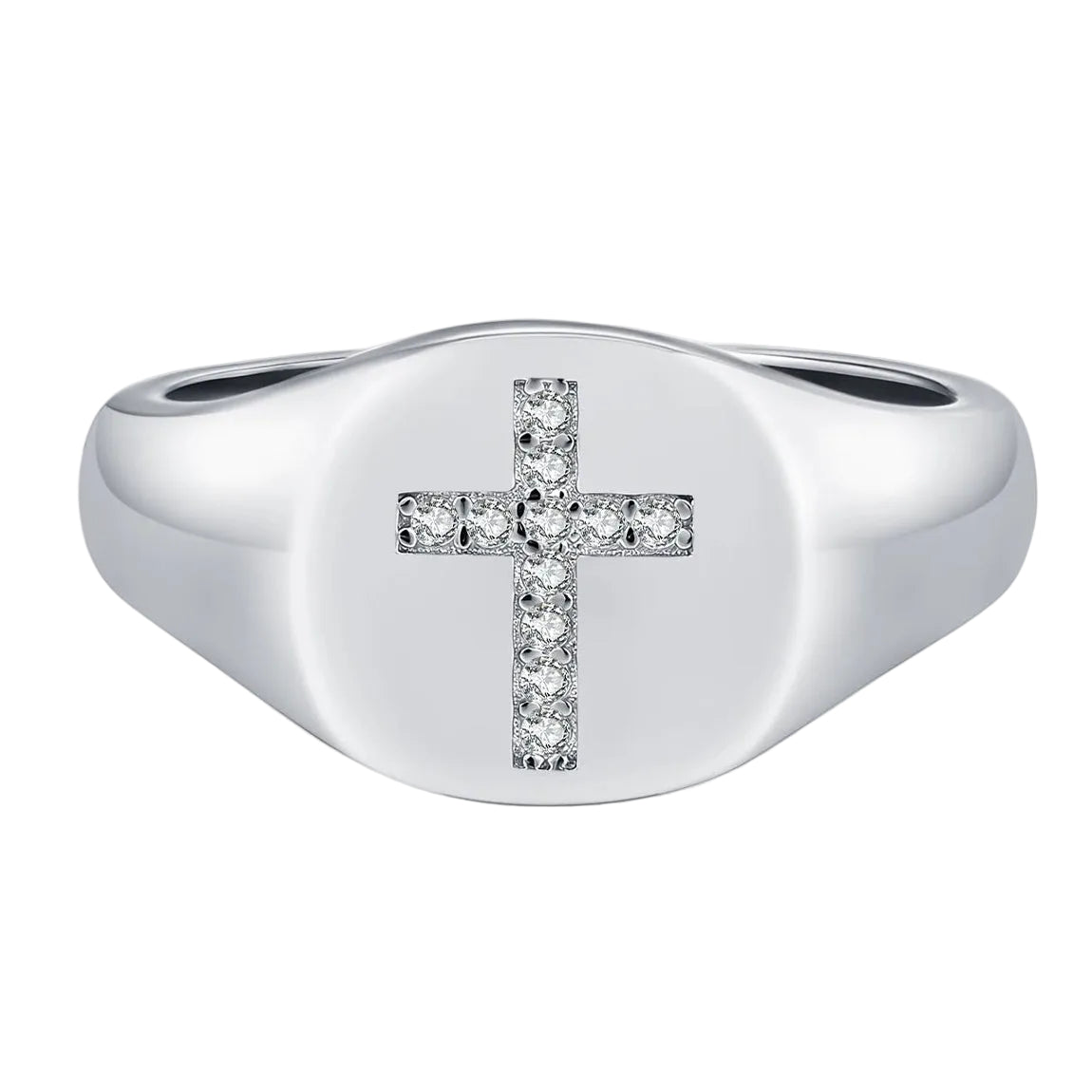 Monarch Cross Pave D Color Moissanite Authentic 925 Sterling Silver Signet Ring
