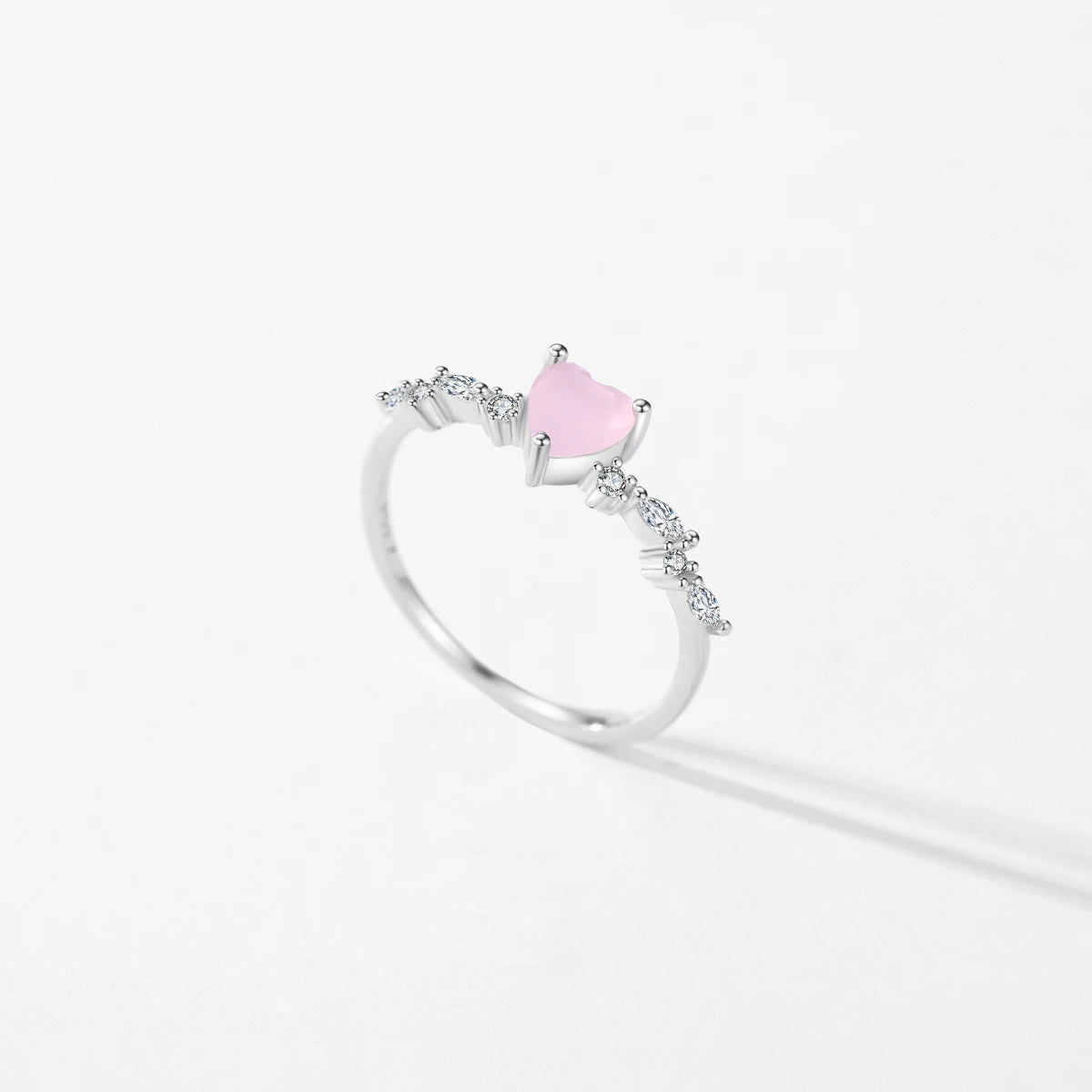 Sovereign Heart Pink Crystal Authentic 925 Sterling Silver Ring