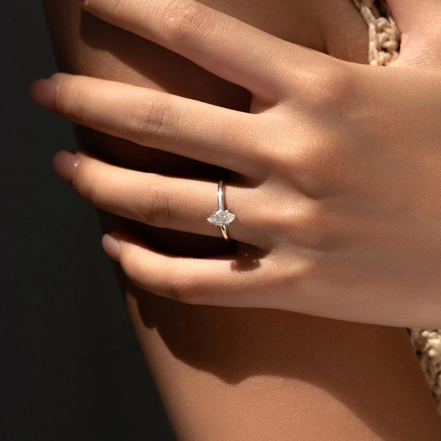 Solstice Rhombic Moissanite Ring Authentic 925 Sterling Silver