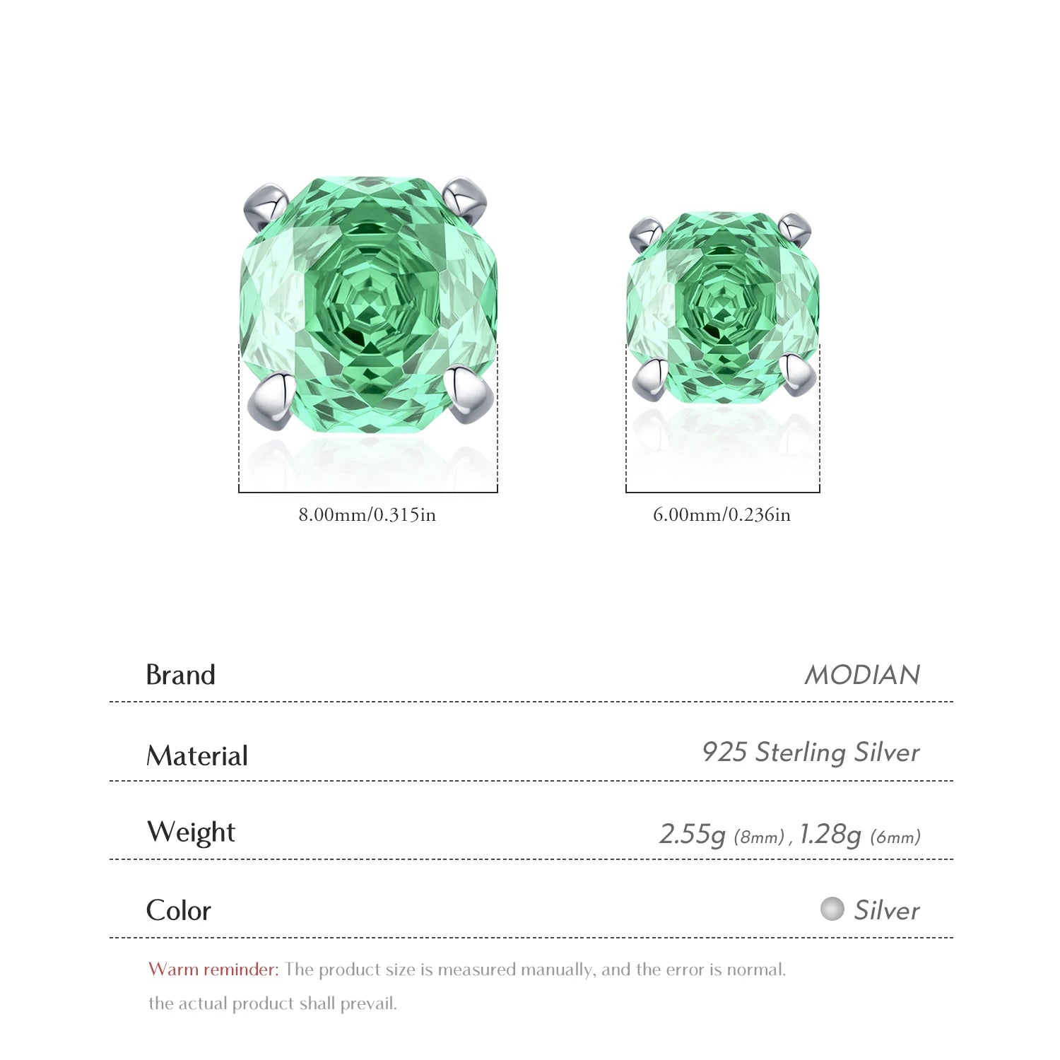 Ethereal Green Cut Studs Authentic 925 Sterling Silver