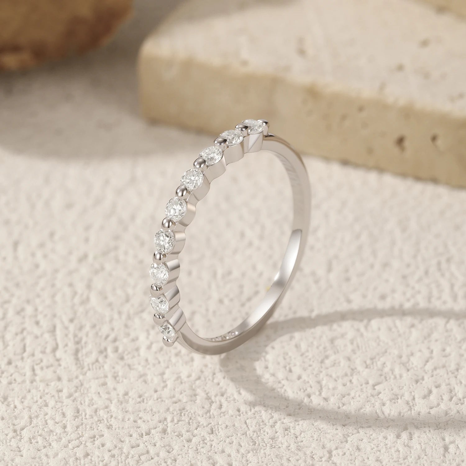 Engaste Pavé Moissanite Authentic 925 Sterling Silver Band