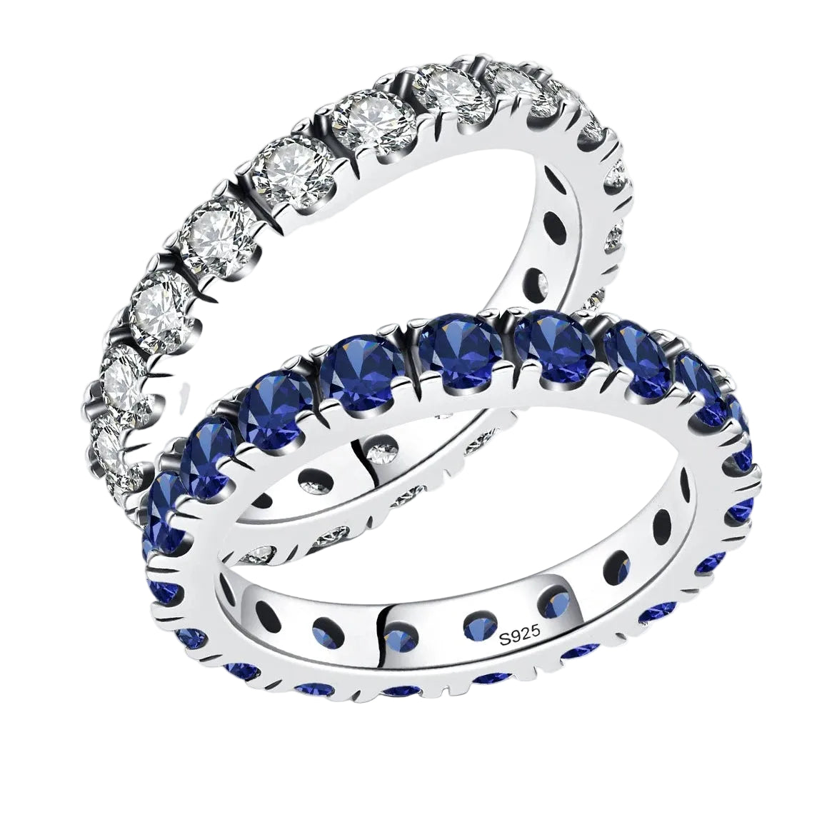 Sparkling Blue Zirconia Stackable Ring Authentic 925 Sterling Silver
