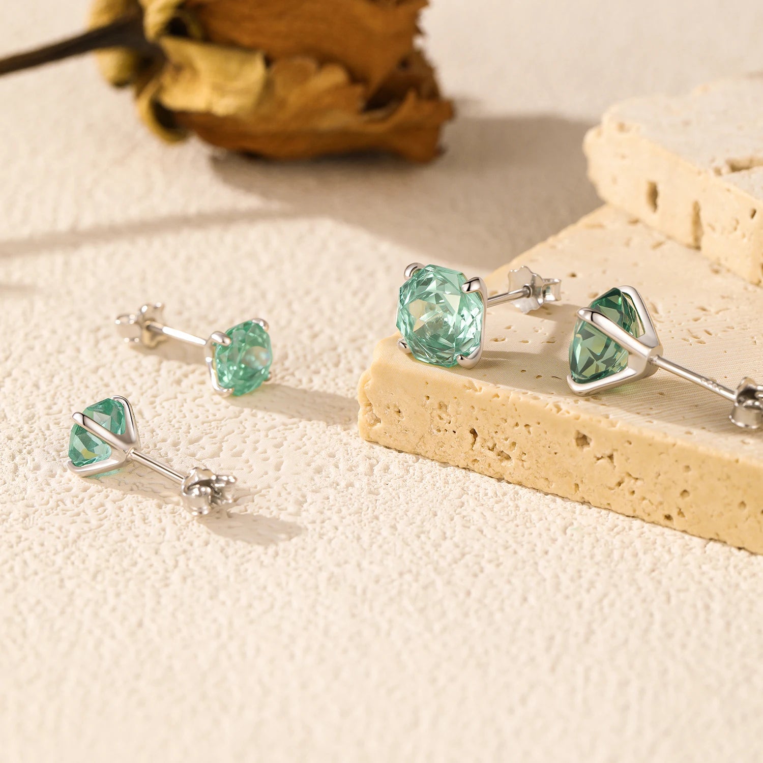 Ethereal Green Cut Studs Authentic 925 Sterling Silver