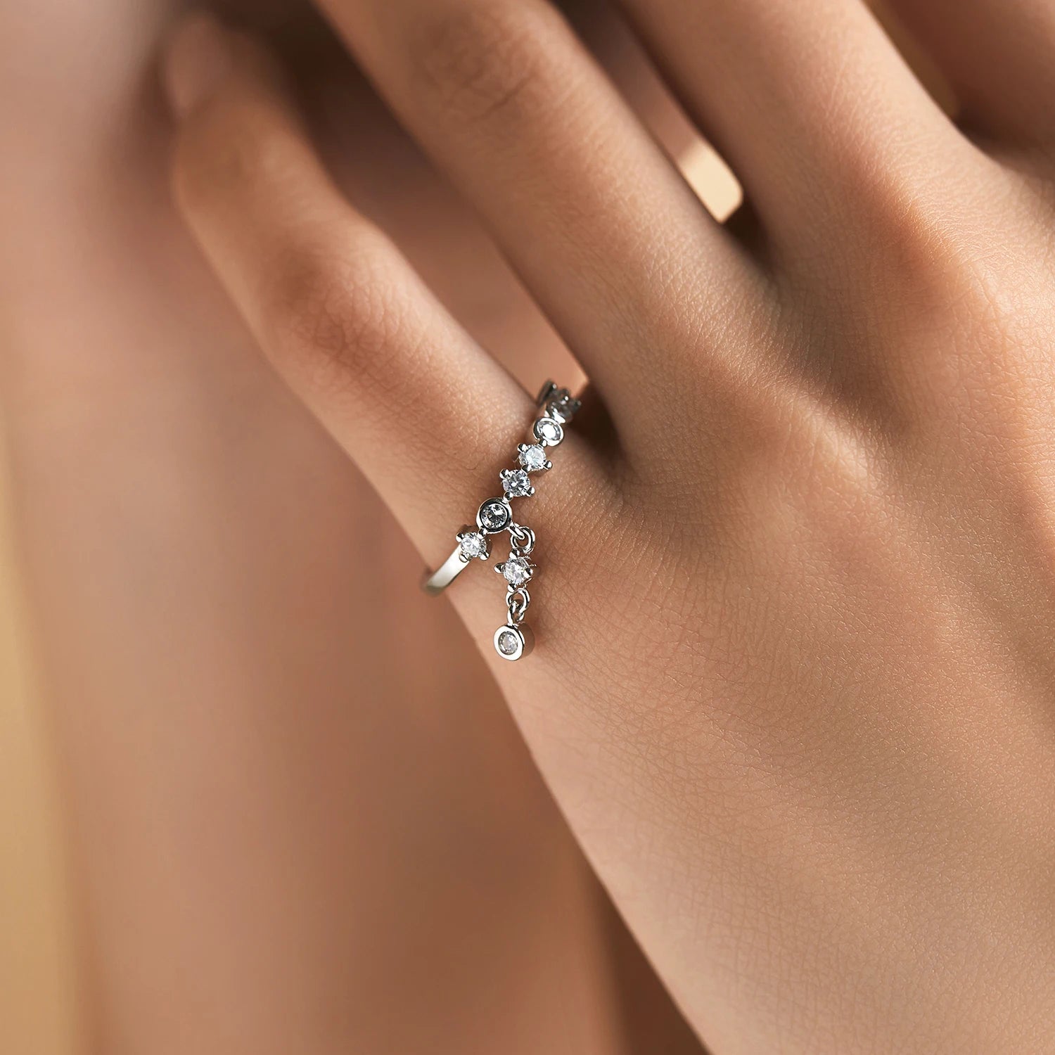 Cascading Charm Ring Authentic 925 Sterling Silver