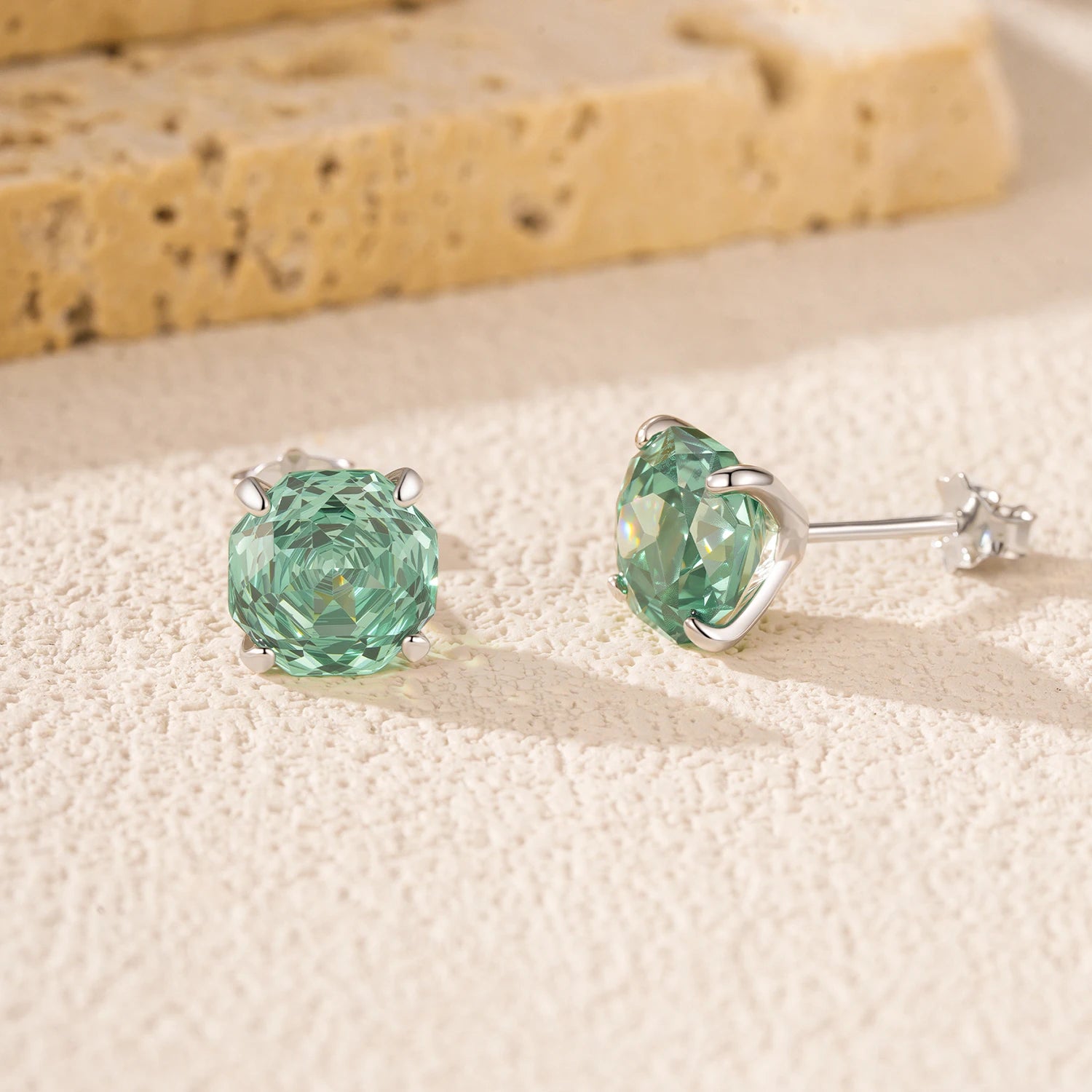 Ethereal Green Cut Studs Authentic 925 Sterling Silver